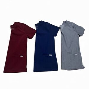 FIGS 3 Casma Three-Pocket scrub tops Navy, Gray, Maroon bundle of 3 size XS